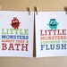 Bathroom Wall Decor, Little Monsters, One 8x10 Art Print, Unframed