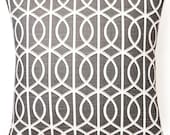 Designer Decorative Pillow Cover Trellis in Charcoal 18 x 18 inch Removeable Cover Contemporary Modern Style