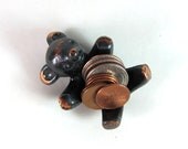 Vintage ORIGINAL Modernist Austrian 1960s Brass Bear Egg Cup Candle Holder Figurine