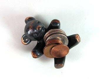 Vintage ORIGINAL Modernist Austrian 1960s Brass Bear Egg Cup Candle Holder Figurine