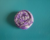 Rolled Fabric Flower Headband Single - Purple and Gray - on Skinny Elastic - Newborn Infant Toddler Girl Adult