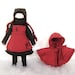 Small Kosaka, with red cap. Articulable textile sculpture doll.(only to order)