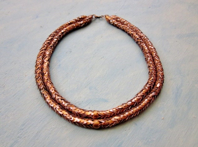 Art Deco Necklace Silver Brass Snake Chain Two Tone Collar Vintage 1930s Art Deco Jewelry