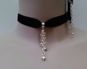 New HEART CHARMS Triple Chains BLACK 16mm Velvet Ribbon Choker Necklace - sc... or choose another colour from a wide choice :)