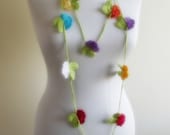 blue purple orange white pink green hand crocheted floral scarf lariat necklace christmas gift for her