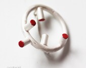 Silver brooch - modern jewelry - unique handmade silver contemporary jewelry - sterling silver brooch pin - red and white pin brooch.