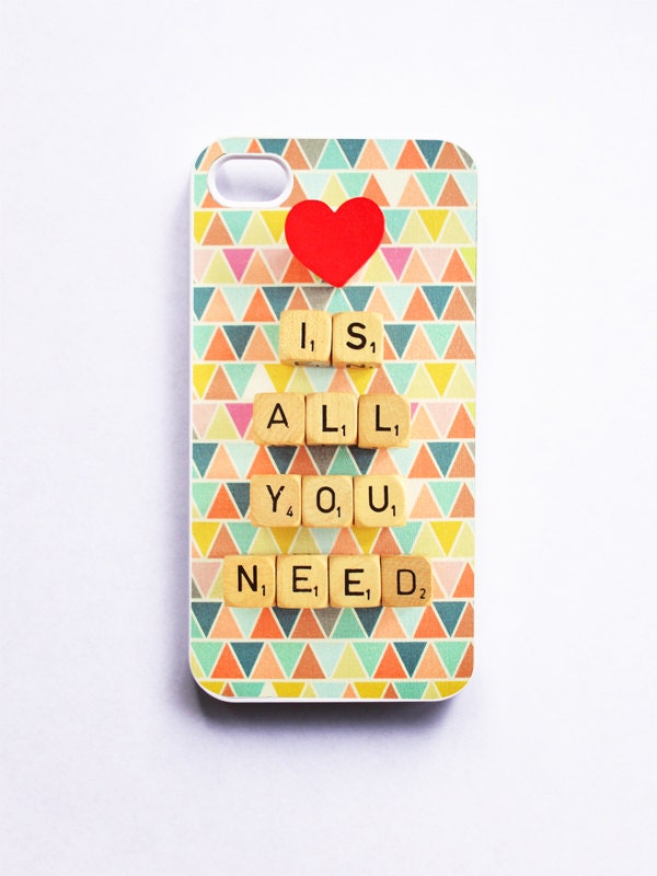 iPhone Case: Love is All You Need. White Case. Valentines Day. Geometric. Tribal Neon. iPhone 4/4S Case. iPhone 5 Case. READY-TO-SHIP