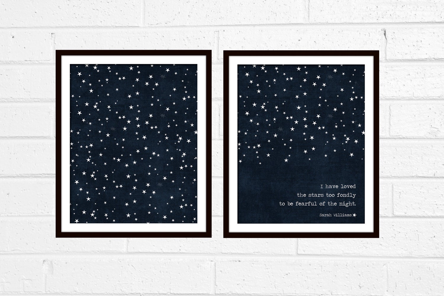 Digital Prints I Have Loved the Stars Too Fondly To Be Fearful of the Night Print/All Stars Duo Dark Navy Blue Stars Modern Universe Poster