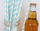 25 Extra Long LIGHT BLUE Stripe Paper Straws, 10.5" Tall.....Weddings...Birthdays.....Paper Drinking Straws....Soda Bottles