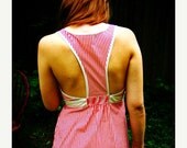 ON SALE NOW Vintage Closeout Sale - Red Striped Picnic Dress