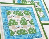 Woodland - Handmade Quilted Potholders - Set of Two