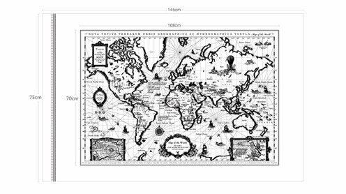 Linen Cotton Blended Fabric - Map Of The World - (57in x 29in) - LF081
