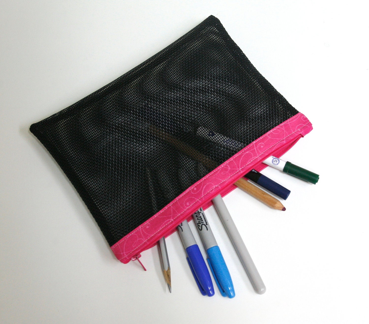 Hot pink zipper pencil pouch