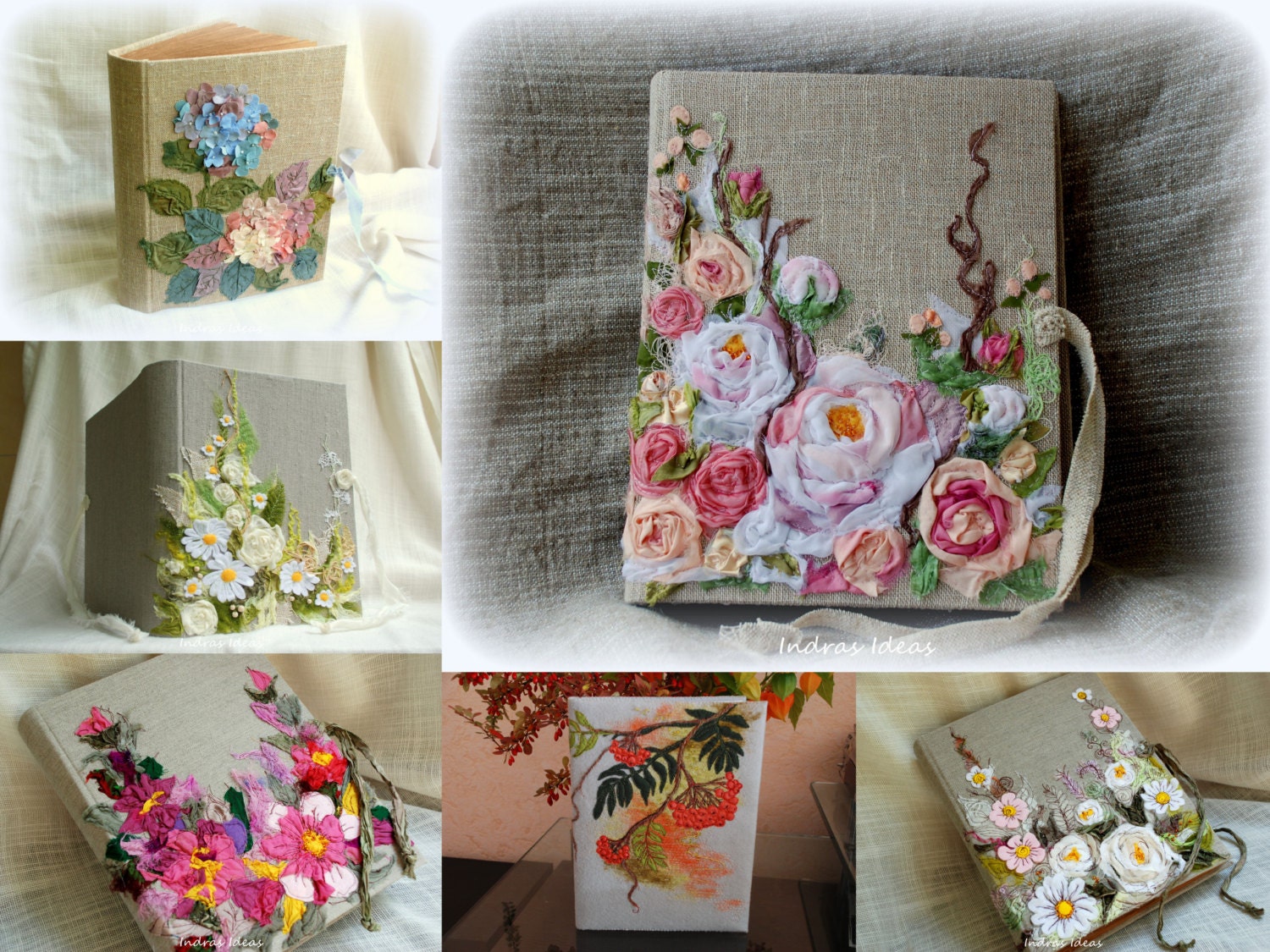 Custom Embroidered Wedding rustic photo album 25x32 cm 9,8x12,6"