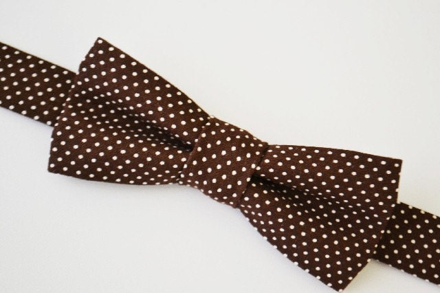 Boys Bow Tie Ages 2-10 BrownPolka Dot