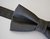 Mens Bow Tie Dark Gray Pre-Tied