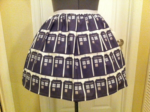 One of a kind tardis inspired skirt - Made to order