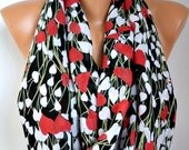 Infinity Scarf Shawl Circle Scarf  Loop  Scarf Gift -fatwoman - LOVE - Heart