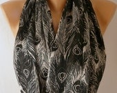 Peacock - Infinity Scarf Shawl Circle Scarf Loop Scarf  Gift -fatwoman