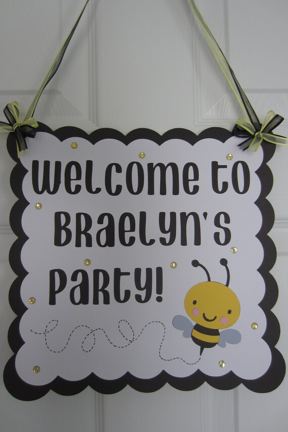 Baby's First Birthday Bumblebee Welcome Sign - Yellow and Black