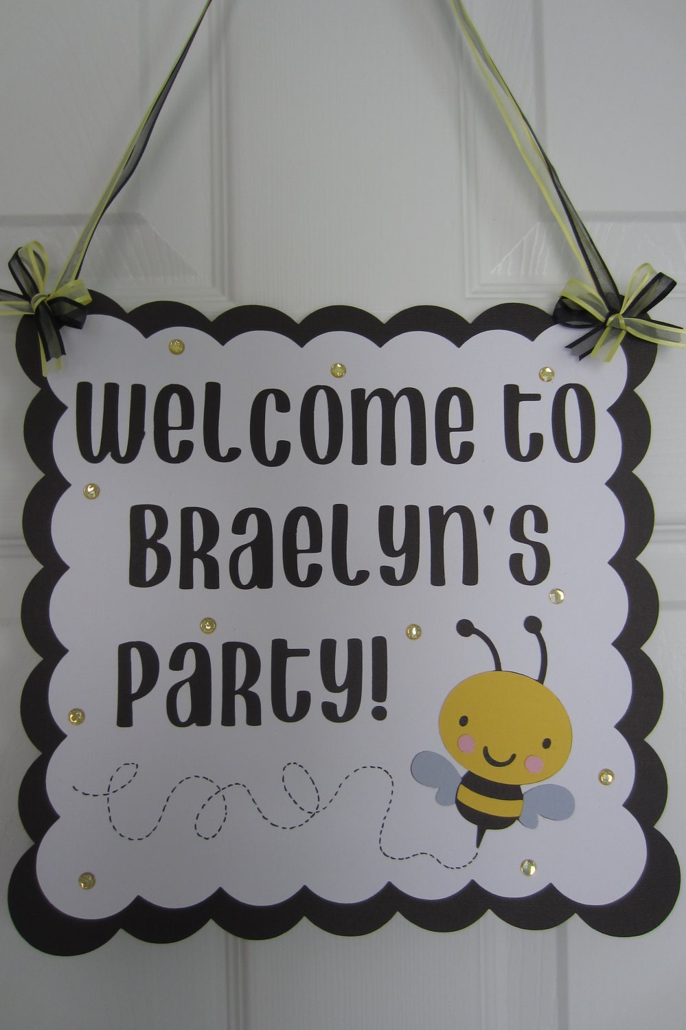 Baby's First Birthday Bumblebee Welcome Sign - Yellow and Black