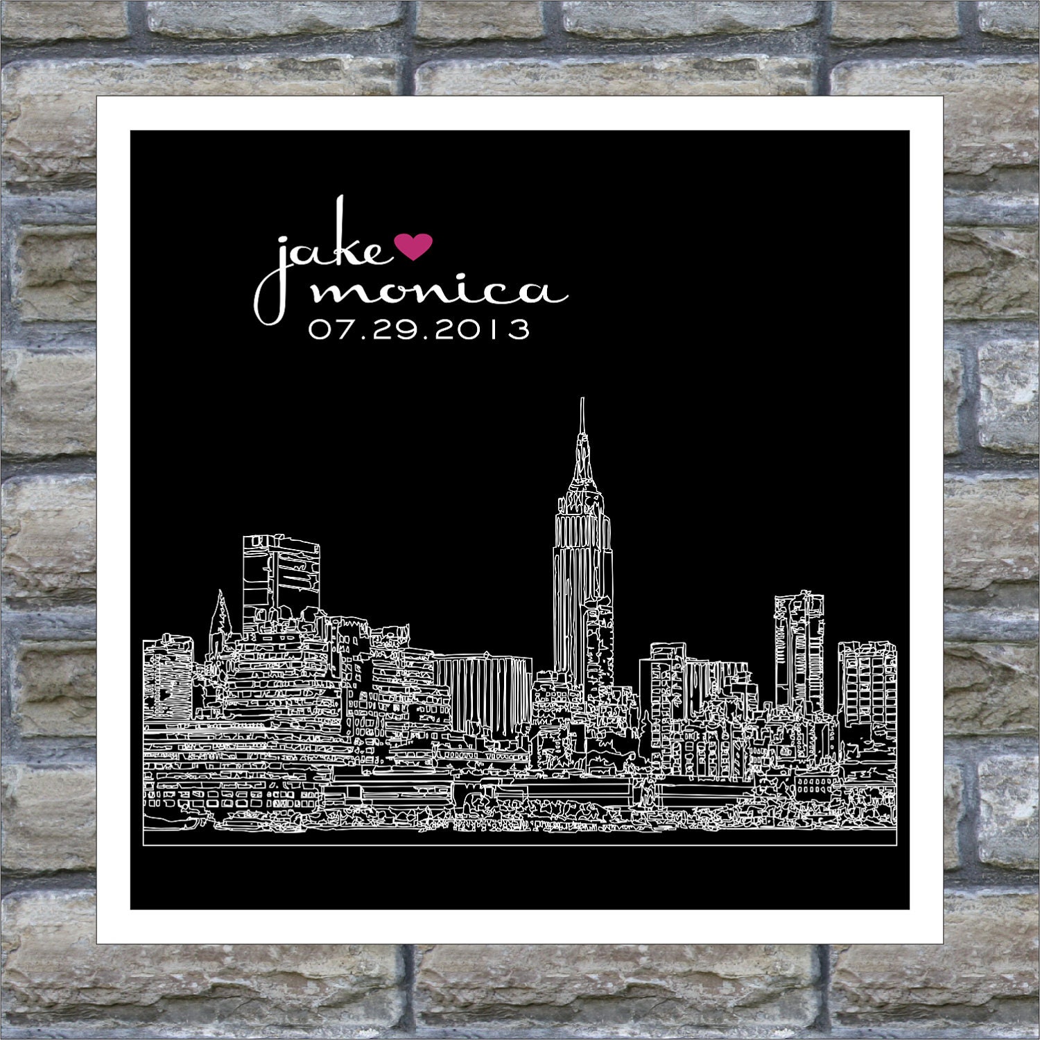 Wedding Gift  City Skyline Silhouette Personalized Art Print Only 12x18 New York City Any City Available Great Wedding Gift Engagement Gift