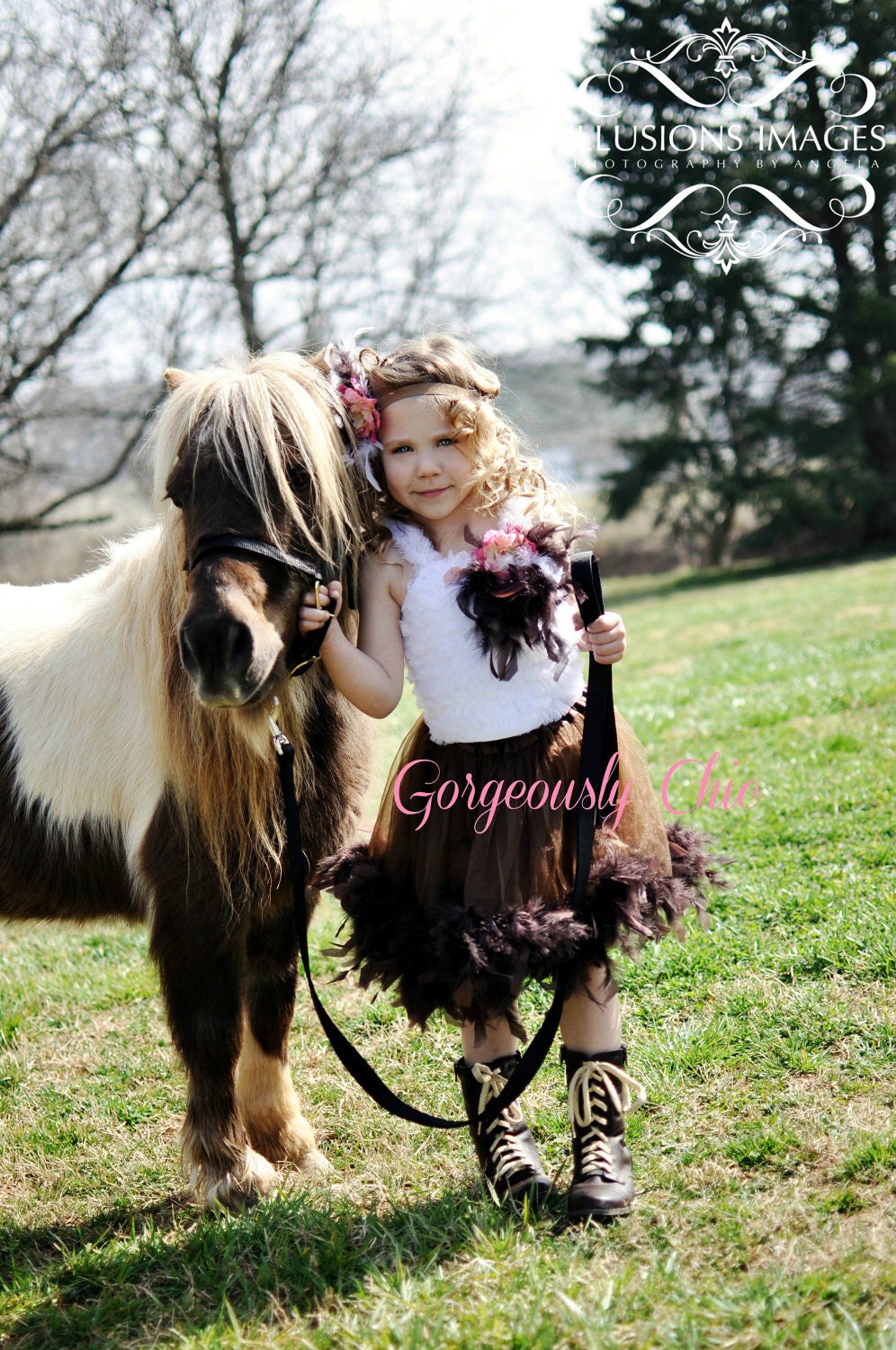 Farmland Chic Fairytale Feather Dress, customizable, birthday, holiday, photography prop with matching headband