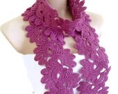 Crocheted Red-violet, Lace Neckwarmer,fashion,autumn,Holiday Accessories,Christmas,Halloween,gift - likeknitting