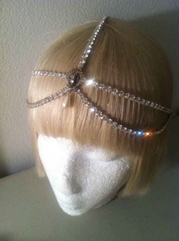 1920s Diamante Juliet Antique Bridal Headpiece-Art Deco Wedding Bride Crystal Headdress-Art Nouveau The Great Gatsby