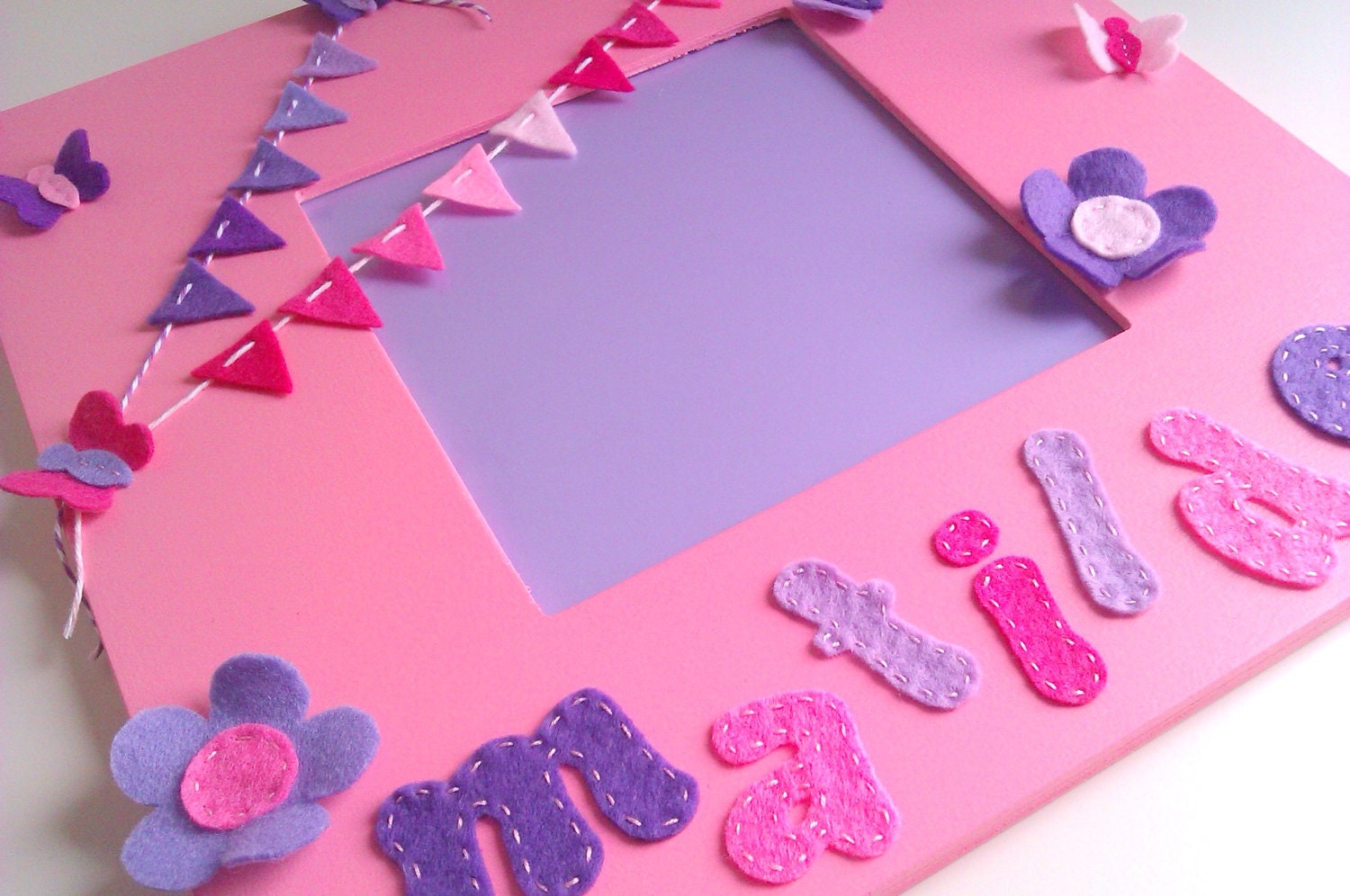 Personalized/custom Photo Frame - gift, decor, nursery - bunting, butterflies, flowers, garden, party, name, word Il_570xn