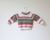 Vintage Red and Green Patterned Ski Sweater (12-18 months) - littlereadervintage
