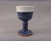 Handmade Pottery Goblet - Blue and White Glazed Earthenware