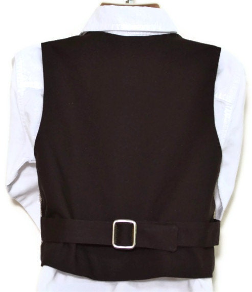 Boys Vest,  wool brown tweed, 100% cotton lined , formal wear, all sizes, toddler - youth, leather buttons, handmade, custom, USA