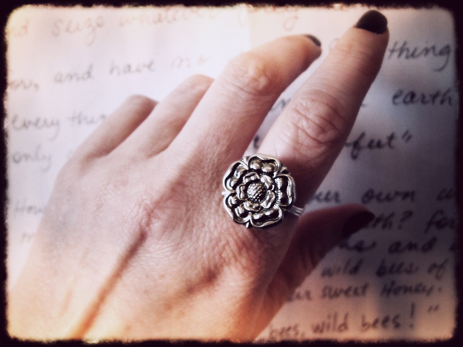 Yorkshire Rose Ring. Tudor Rose Button Wire Wrapped Ring in Your Size