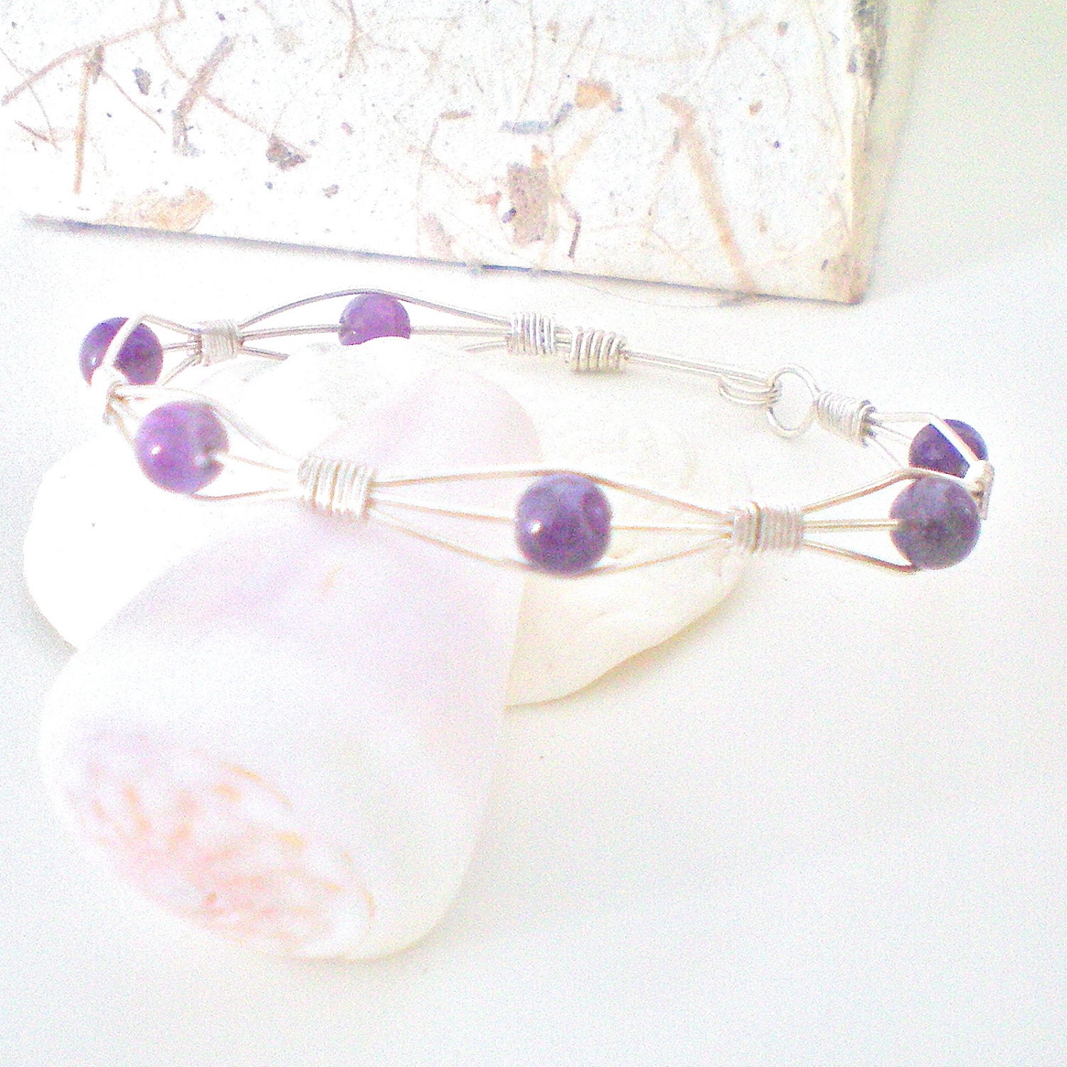 purple wire wrapped bangle bracelet