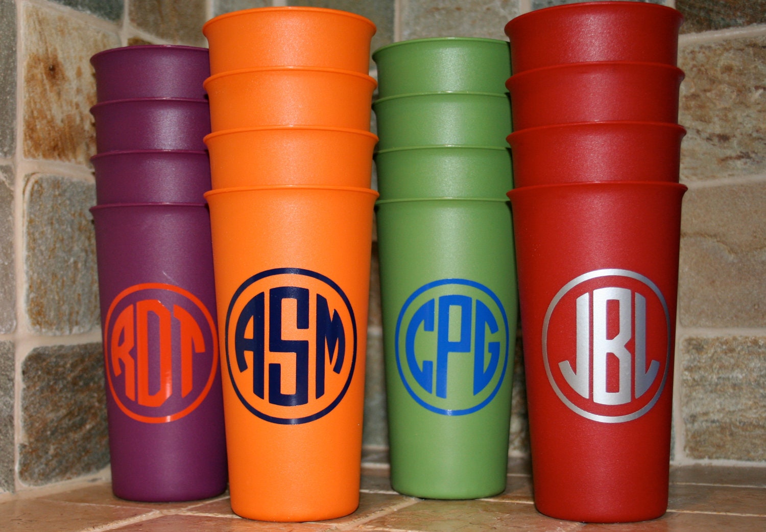 Personalized/Monogrammed Cups - set of 4 tumblers