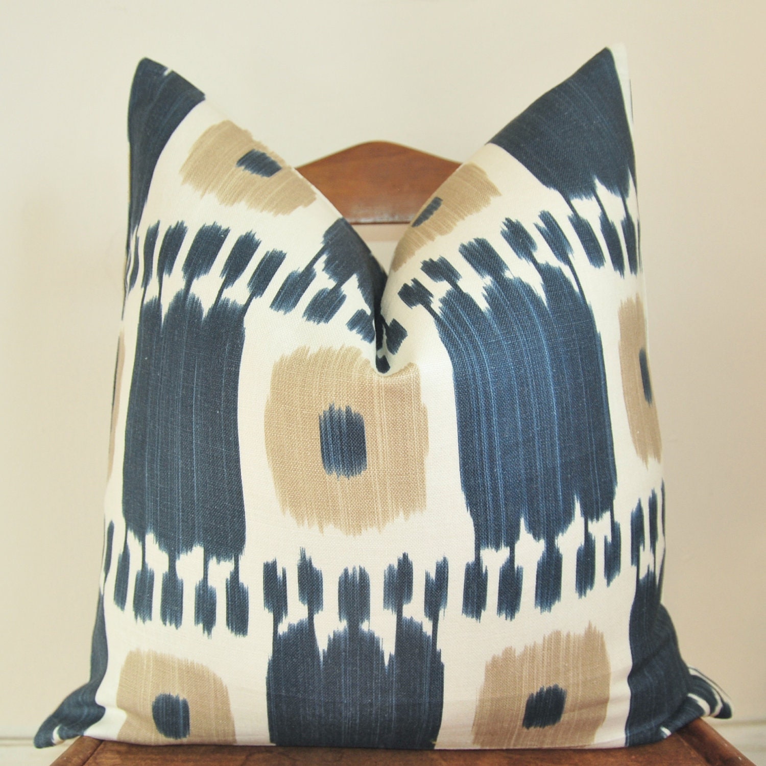 On Both Sides - Pillow Cover - Decorative Pillow - Throw Pillow - Schumacher - Kandira - 20 in - Indigo - Linen