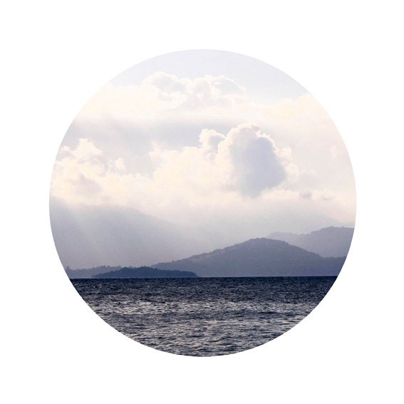 Ocean photo 20x20cm (8x8") Landscape photo Sky clouds Sea photo Navy Blue grey photo Ocean wall decor