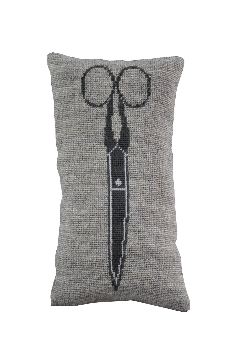 Scissors Pillow /  Handmade, needlepoint