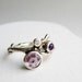 Double Amethyst, White Sapphire Silver Twig Ring