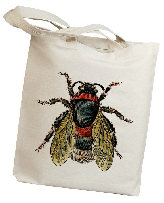 Orange Bumble Bee Vintage Eco Friendly Canvas Tote Bag (ili001)