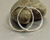 Silver Hoop Earring, Self Locking Hoops, Sterling Hoop, Hammered Hoop, Silver Jewelry, 1 Inch Hoop Earrings