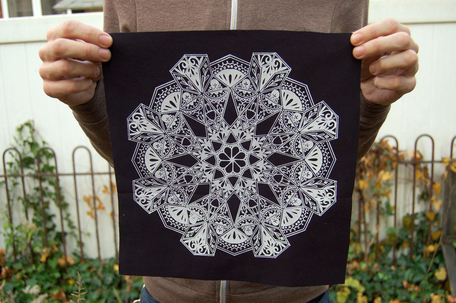 Floral Mandala Back Patch in Black