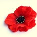 Memorial Day Poppy. Red Poppy. Felted wool flower brooch pin corsage flower felt poppy, scarlet red and black. Hair clip and brooch.