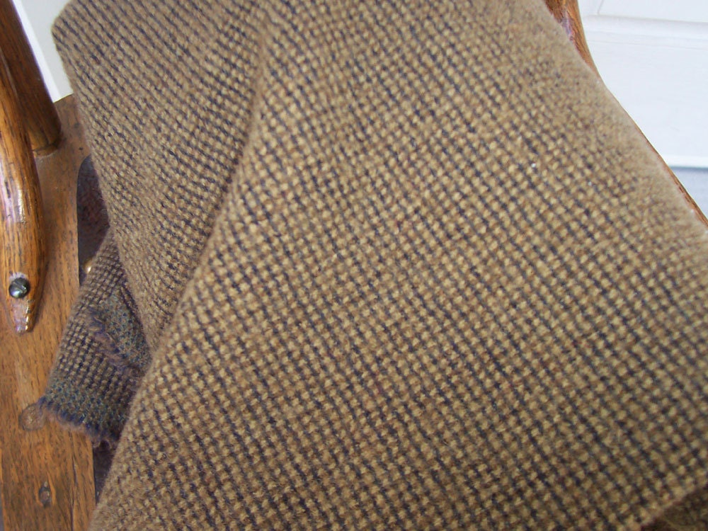 Brown, tan and black tiny checked felted 100% wool