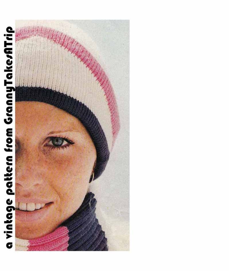 Vintage Knit Pattern Pdf 1970s Womens HAT SCARF GLOVES Multicolor Stripes Treasury Item 0166