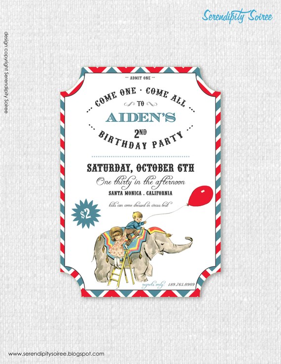 Vintage greatest show on earth (circus) BOY- Custom Printable Invitation by Catherine Jane Joy Il_570xn