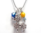 Poodle Necklace - Royal Blue and Gold - Sigma Gamma Rho Sorority Jewelry - Crystal Dog Accessory