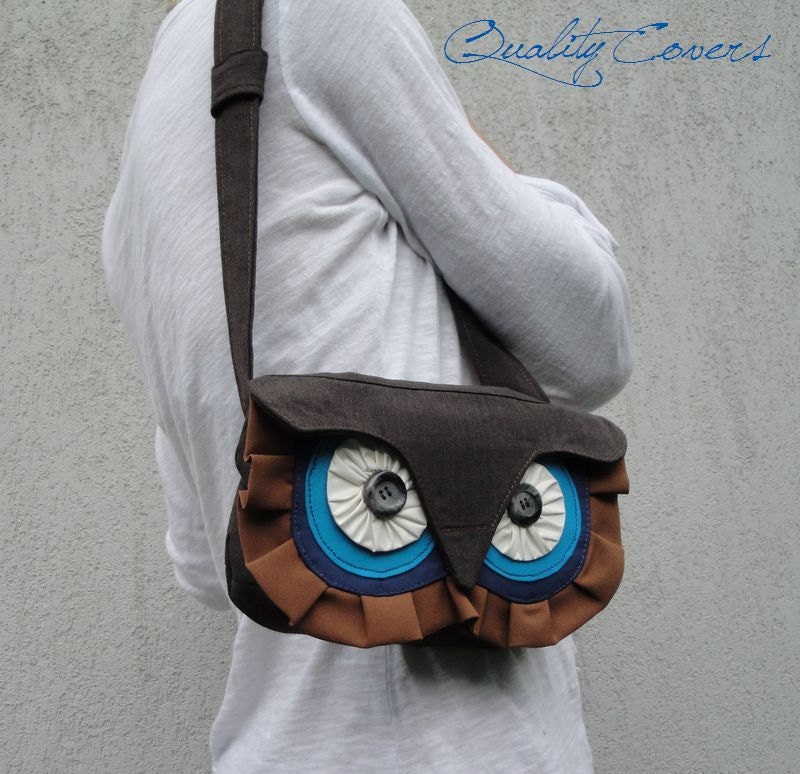 Convertible OWL bag with 2 Straps Brown or any color /free 8 interior POCKETS /WATERPROOFwaist purse/shoulder bag/cross-body