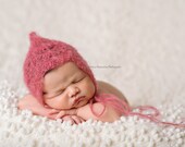 Newborn girl bonnet - lacy mohair with dainty scalloped edging--- sweet and unique for newborn vintage-style photos
